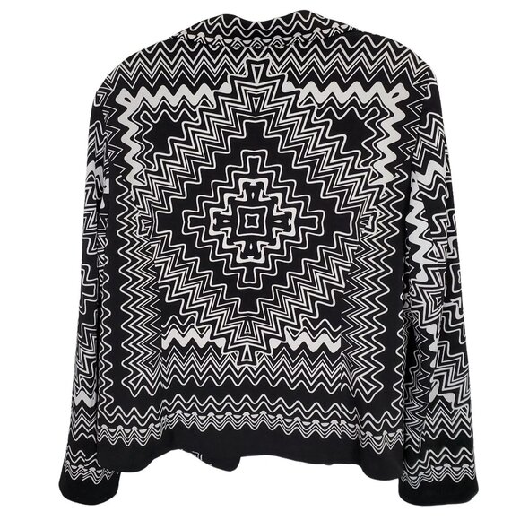 Chicos 2 Size L Jacket Open Front Zig Zag Rick Rack Graphic Artsy Pockets Lined - Picture 1 of 5